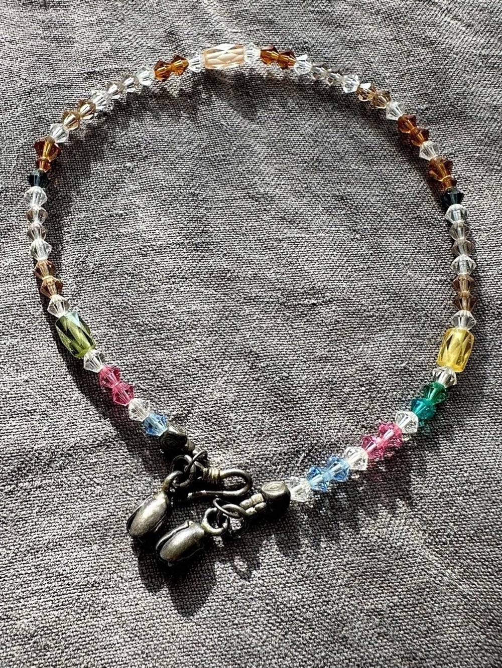 Sterling Silver Multicolor Beaded Anklet